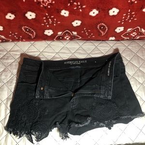American Eagle High Rise Shorties, black with lace